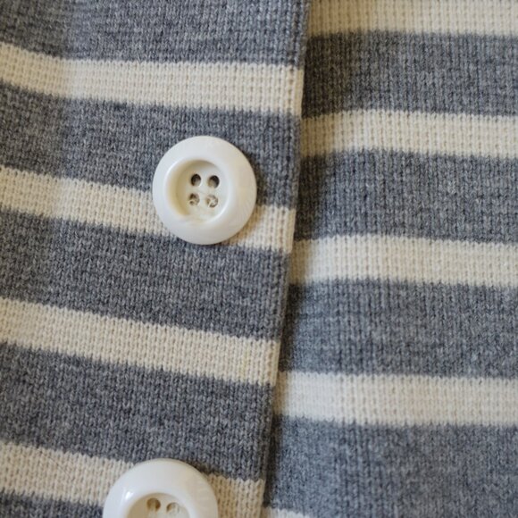 J.Crew KD6774 grey white stripe merino wool sweater cardigan coat XS 0 - Picture 12 of 16
